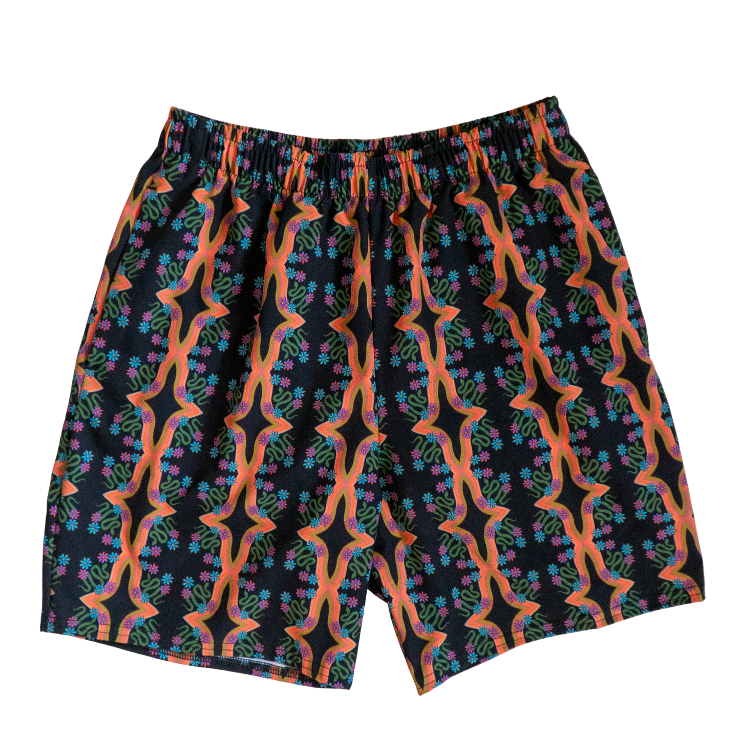 Snake in the Bed (Black) Swim Trunks
