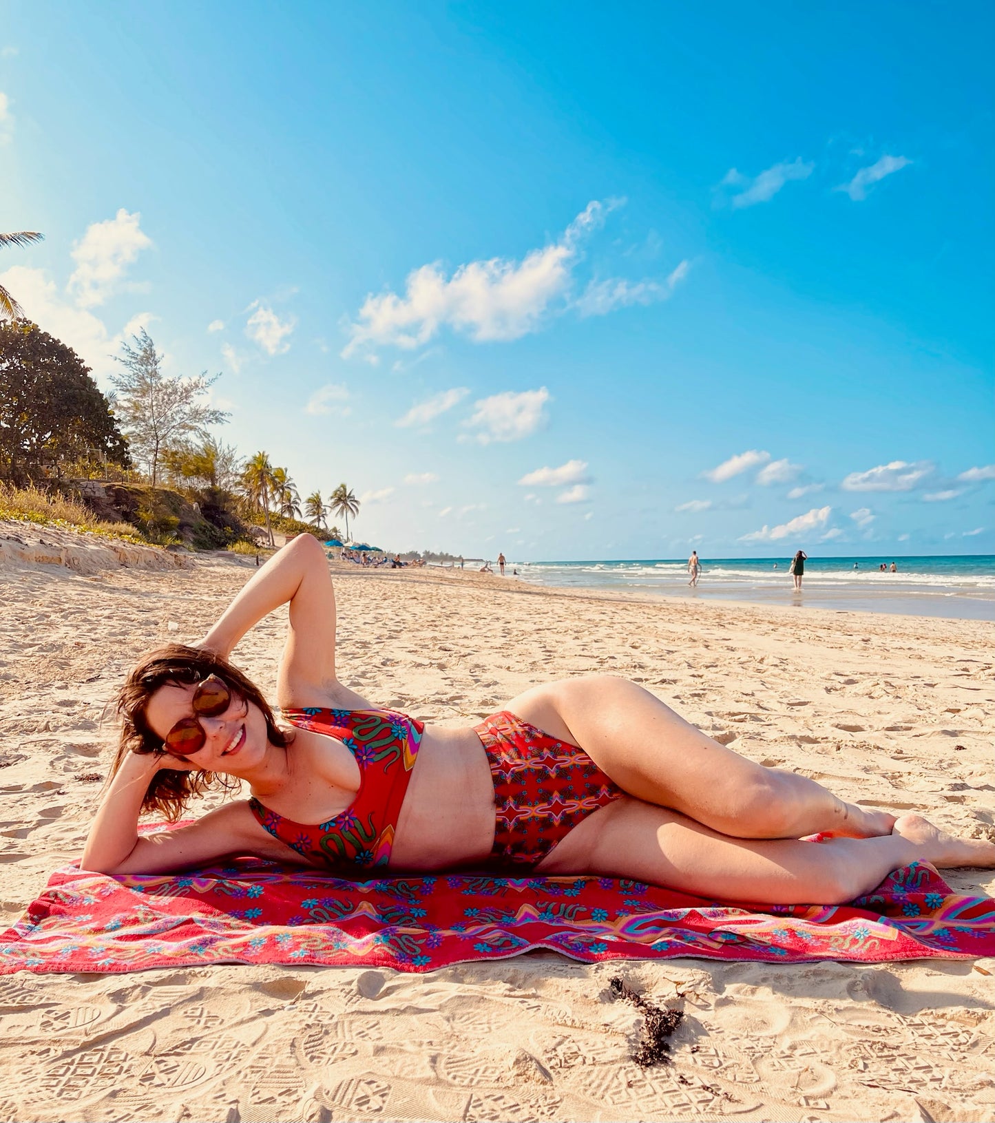 Snake in the bed (Red) High Waisted Two Piece Swimsuit