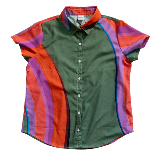 Doin' My Healin' Short Sleeve Button Up in Moss Green