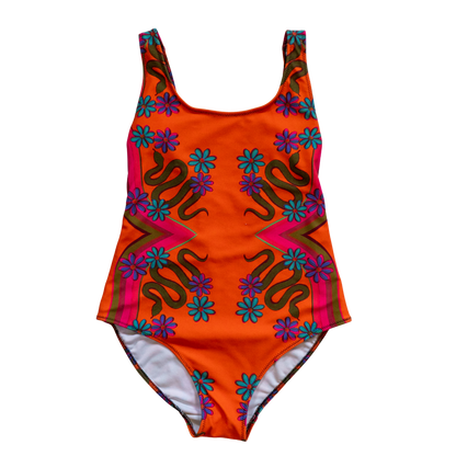 Snake in the Bed (Tangerine) One-Piece Swimsuit