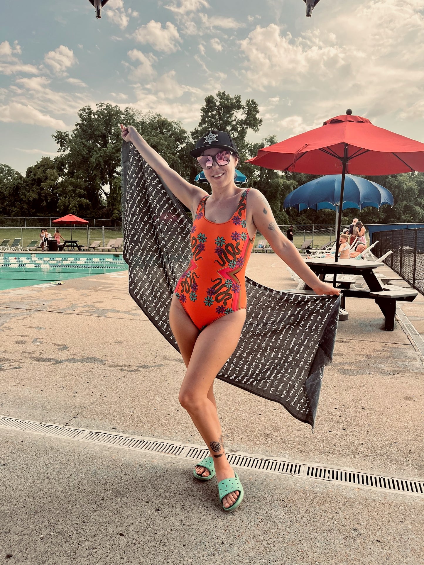 Snake in the Bed (Tangerine) One-Piece Swimsuit