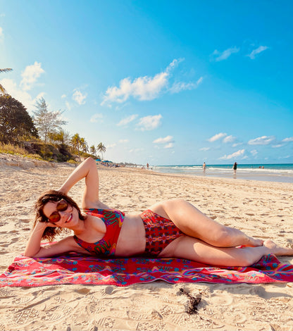 Snake in the bed (Red) High Waisted Two Piece Swimsuit